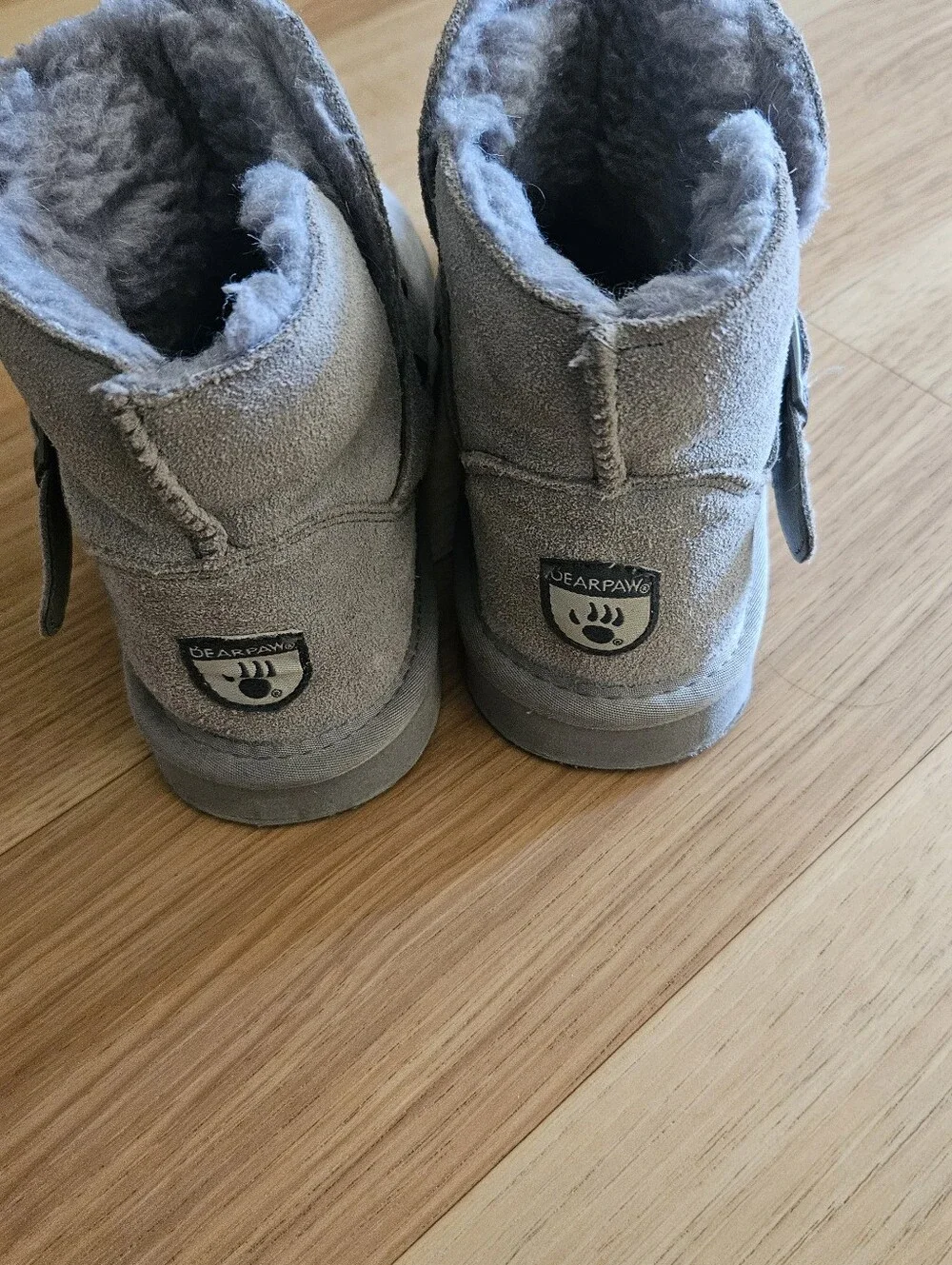 Bearpaw Kids Grey Faux-Suede Fleece-Lined Ankle Boots